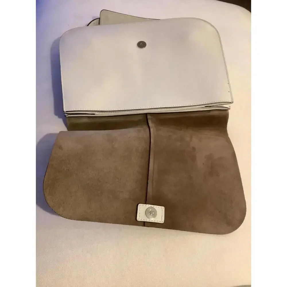 Gianni Chiarini Ivory Cream Leather Shoulder Bag Purse Pocketbook Clutch Texture